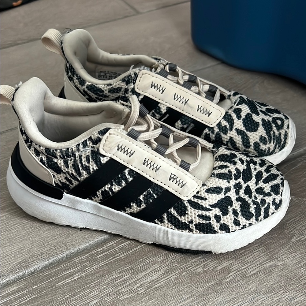 Adidas Black and White Leopard Print Sneakers
